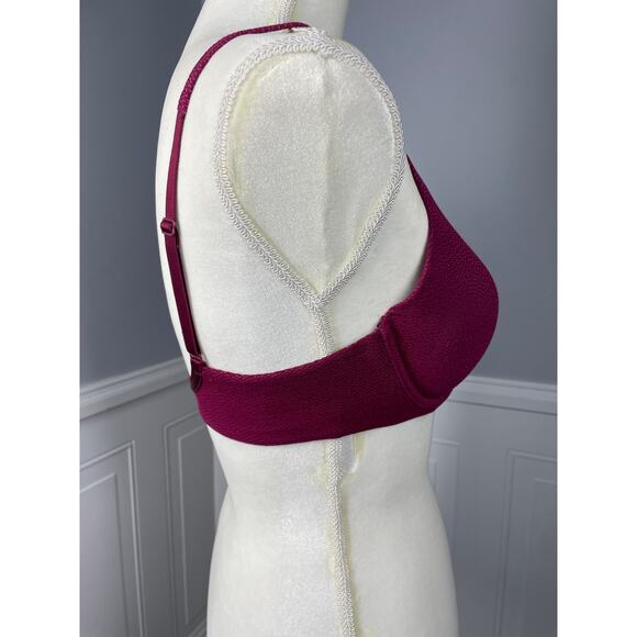 Victoria's Secret, Sz. 34C, Maroon Push-Up Bra, Textured Mesh Overlay, Underwire - Picture 4 of 9